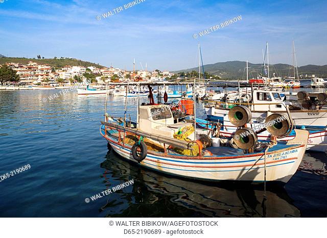 Greece, Central Macedonia Region, Halkidiki Area, Sithonia Peninsula, Neos Marmaras, harbor view