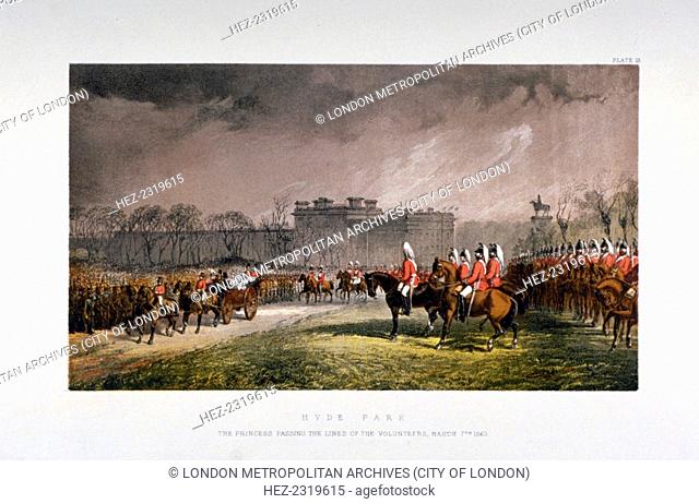 Hyde Park during a military review by Princess Alexandra, consort of the Prince of Wales, London, 1863