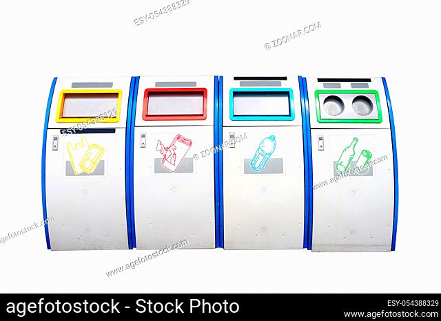 joint recycle bins on white background