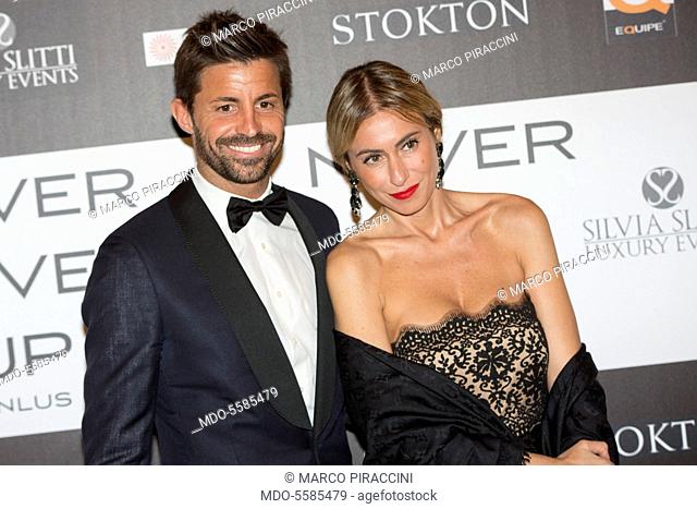 The football player Marco Storari and his wife Veronica Zimbaro attending the charity gala Never Give Up at The Westin Palace of Milan. Milan, Italy