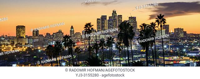 Los Angeles skyline sunset, California, USA