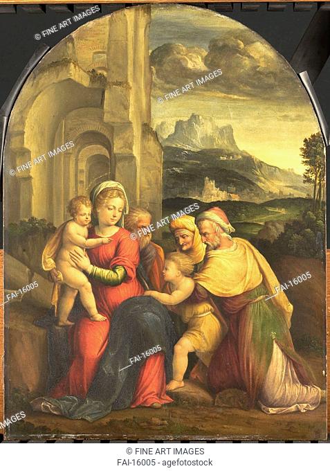 The Holy Family. Garofalo, Benvenuto Tisi da (1481-1559). Oil on canvas. Renaissance. 1535. Rijksmuseum, Amsterdam. 51x37, 5. Painting
