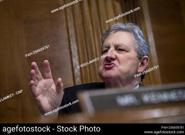 United States Senator John Neely Kennedy (Republican of Louisiana) is relentless during intense and emotional questioning of Jennifer Sung as she appears before...