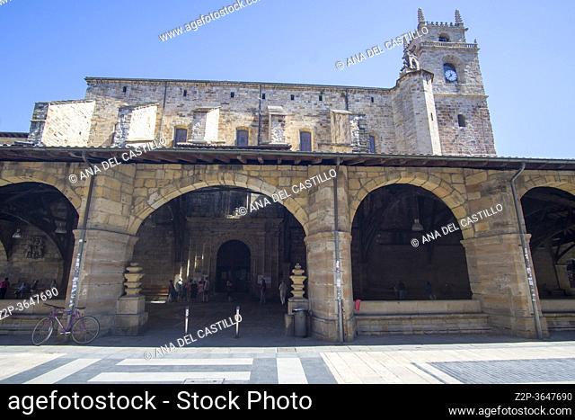 Historic center of Durango town, in Spain on July 25, 2020: Santa María de Uribarri church