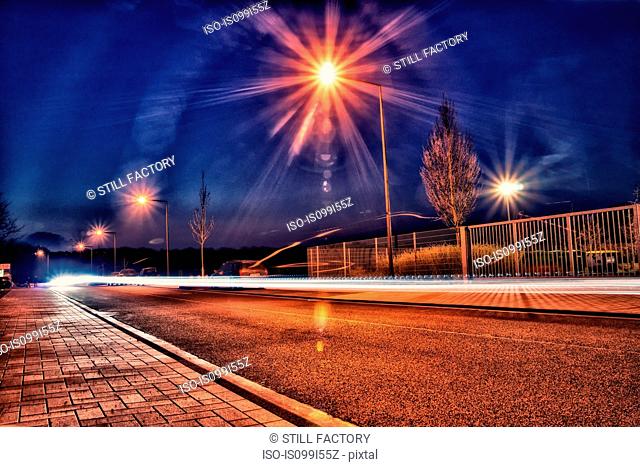 Road at night, long exposure