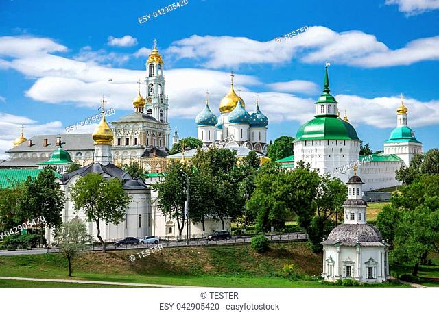 General view of the famous Holy Trinity-St. Sergius Lavra, Sergiev Posad, Russia