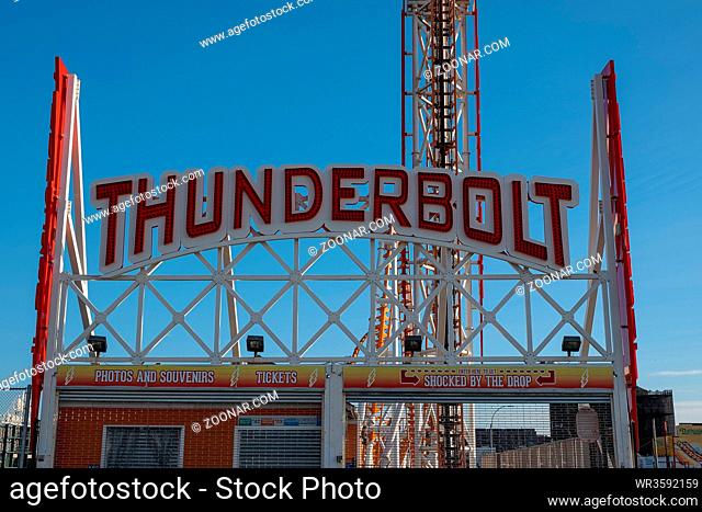 Brooklyn NY - USA - May 22 2019: Thunderbolt track in Coney Island New York