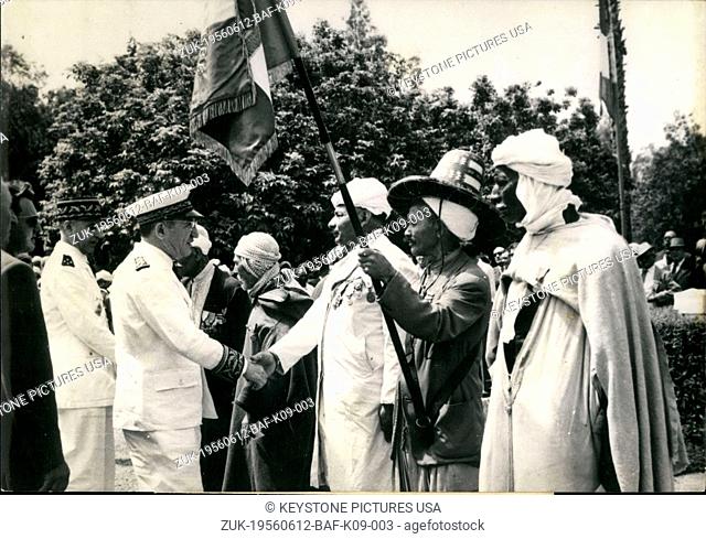 Jun. 12, 1956 - A moving demonstration by veterans was held in Orleansville o occasion of the 'Rhine and Danube' flag being put back up