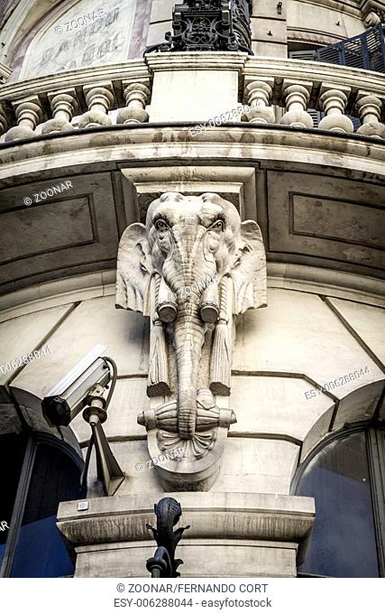 Elephant, gargoyles, Image of the city of Madrid, its characteristic architecture