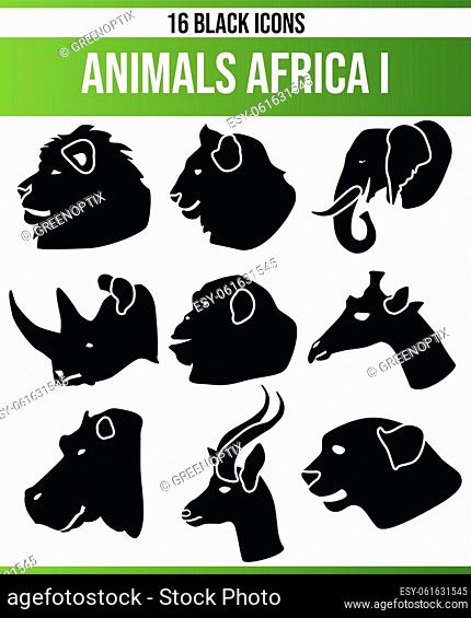Black Piktoramme / icons about African animals. This icon set is perfect for creative people and designers who need the theme of African animals in their...