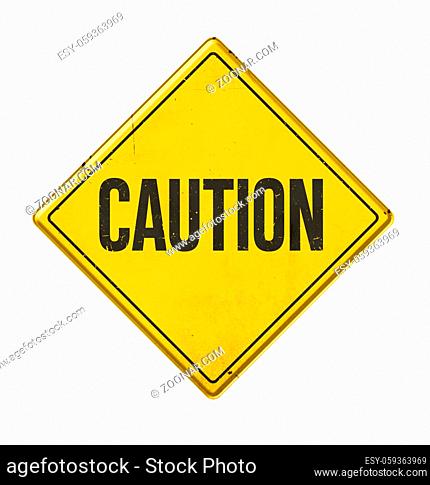 Yellow sign on a white background - Caution