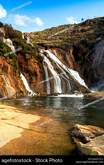 A view of the Ezaro Waterfalls in western Galicia in northern Spain