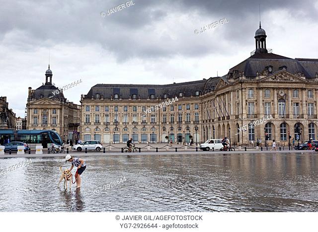Water mirror fountain in the Place de la Bourse, Bordeaux, France