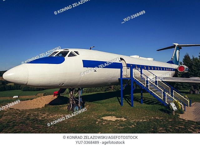 Tupolew 134A plane in Kashubian Park of Giants amusement park in Strysza Buda village, Kashubia region of Poland