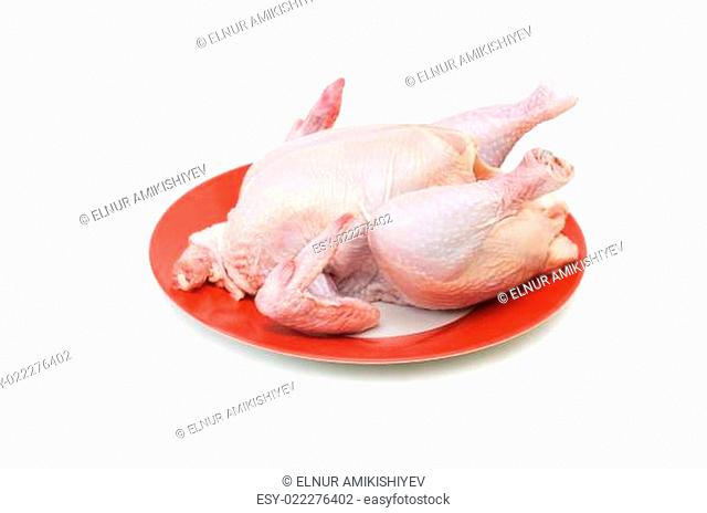 Whole chicken isolated on the white background