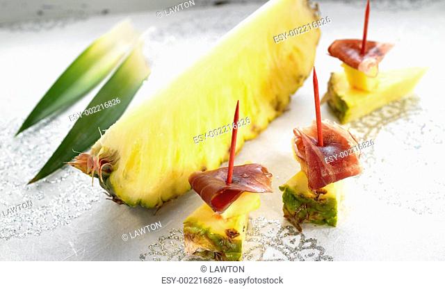 Pineapple and Spanish ham tapas