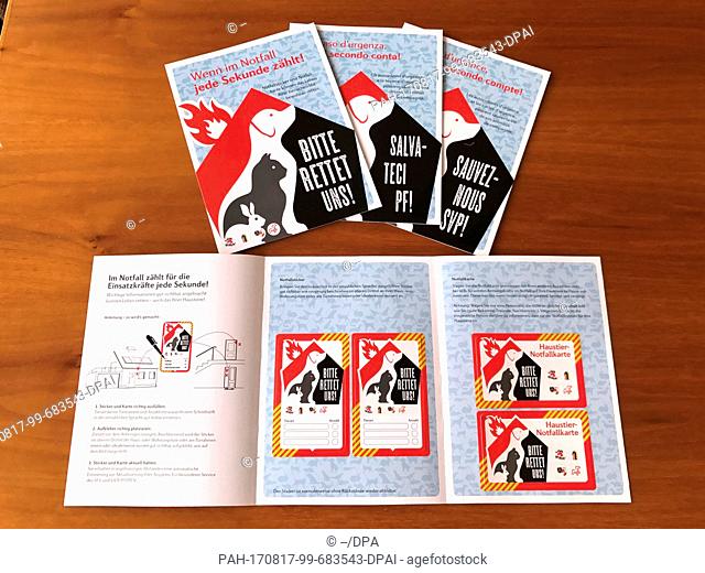 HANDOUT - An undated handout shows emergency cards by the Swiss animal welfare group VIER PFOTEN - Stiftung fuer Tierschutz...- NO WIRE SERVICE -