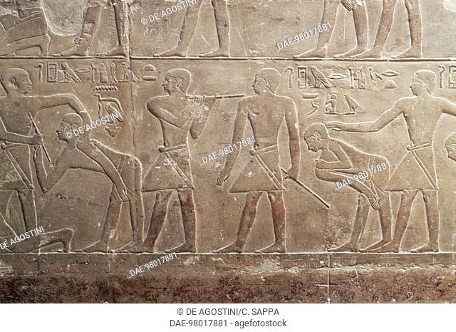 Superintendents of property and scribes, relief of the Mastaba of Mereruka, 2340 BC, Necropolis of Saqqara, Memphis (UNESCO World Heritage List, 1979), Egypt