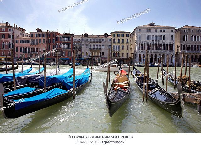 Gondolas on the Grand Canal, Venice, Italy, Europe