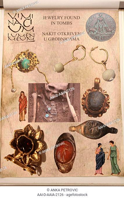 Illustration of Viminacium (Viminatium) Jewellery found in tombs, Kostolac, Branichevo District, Serbia