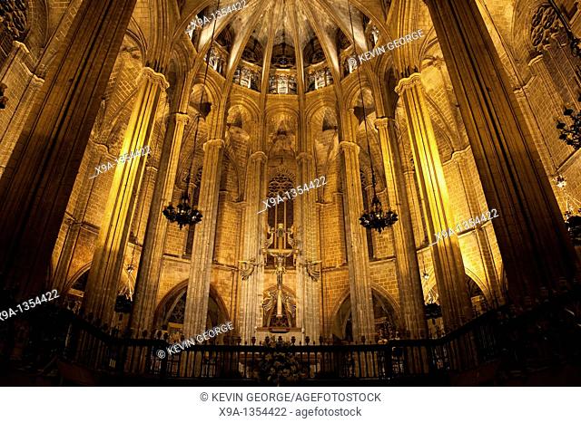 Altar of the Cathedral Church of Barcelona, Catalonia, Spain