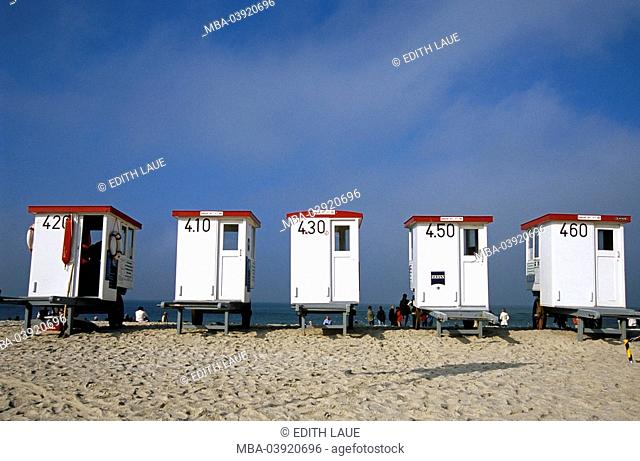 Germany, Schleswig-Holstein, island Sylt, Westerland, lifeguard-stations, Northern Germany, northern North Frisia, North-Frisian islands, beach, sandy beach