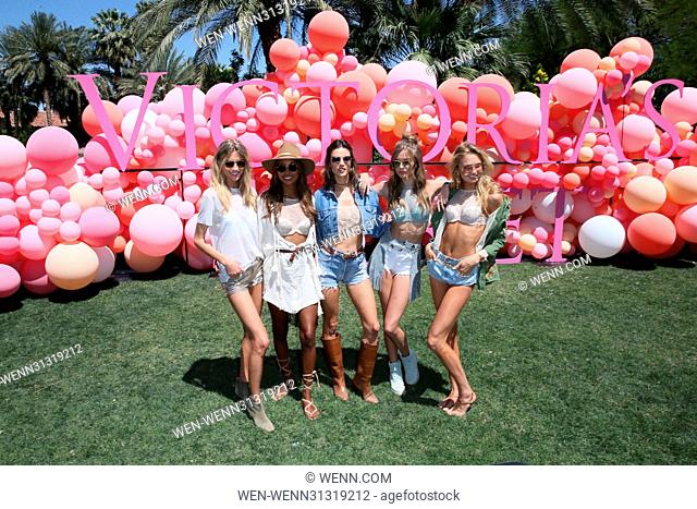 Victorias Secret Angels arrive at the Angel Oasis in the sexiest festival fashion Featuring: Alessandra Ambrosio, Jasmine Tookes, Martha Hunt, Josephine Skriver
