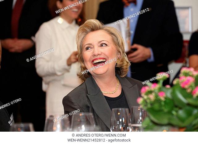 Former US Secretary of State Hillary Rodham Clinton addresses members of the audience at the The World Resource Institute Courage To Lead Luncheon at the 538...