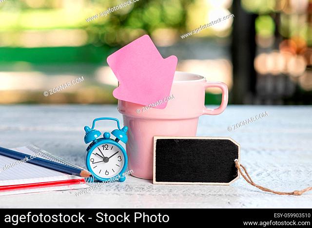 Outdoor Cafe Idea, Abstract Displaying Productivity And Time Management
