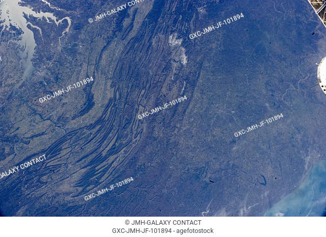 The Appalachian Mountains in the eastern Unites States are featured in this image photographed by an Expedition 33 crew member on the International Space...
