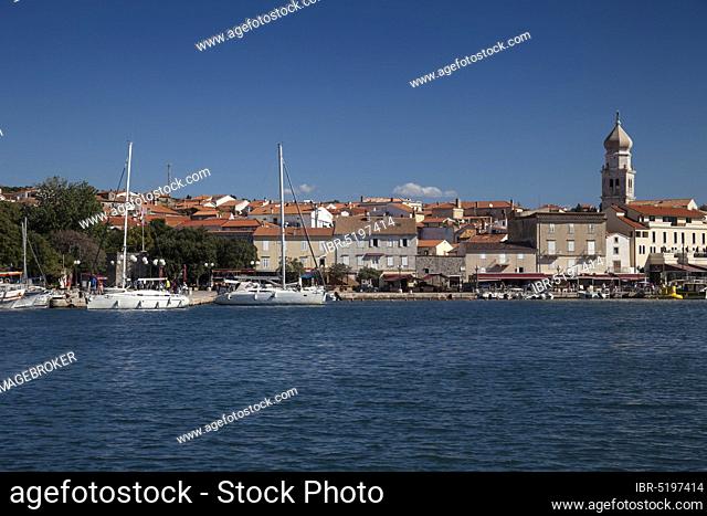 View over marina to town Krk, Croatia, Europe