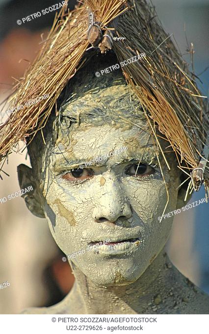 Panjim, India: young man at the local Carnival