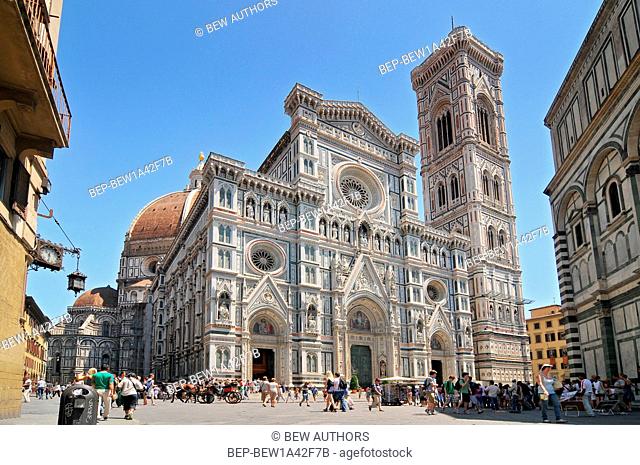 Florence, Italy. Cathedral of Santa Maria del Fiore (1436), or The Duomo, seen from the Piazza San Giovanni