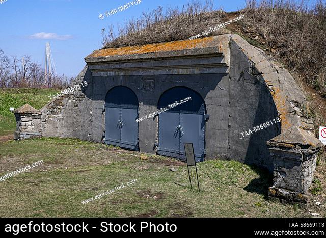 RUSSIA, VLADIVOSTOK - APRIL 26, 2023: A view of for Pospelova Fort at the Vladivostok Fortress, a branch of the Vladimir K