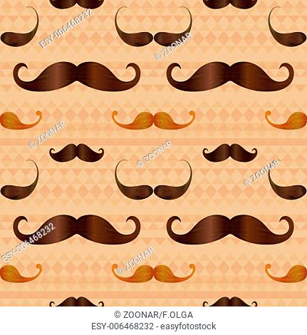 Hipster Mustache on Geometric Seamless Pattern