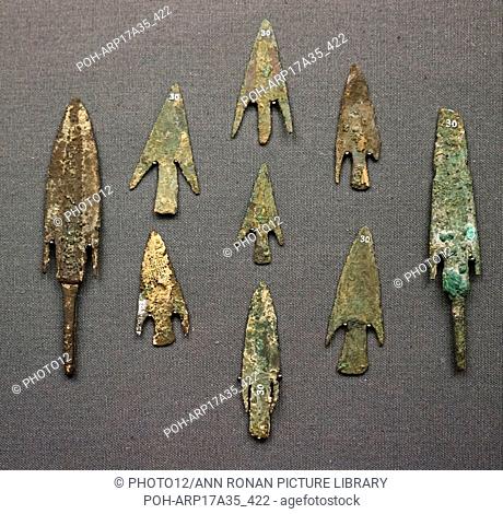 Bronze arrowheads from Rhodes. Dated 13th Century BC