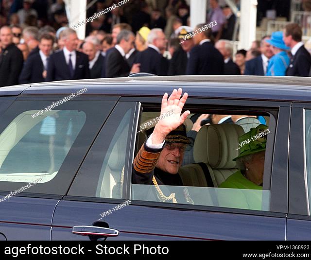 20140606 - OUISTREHAM, FRANCE: Prince Philip, Duke of Edinburgh and Britain's Queen Elizabeth II pictured during a ceremony as part of the events marking the...