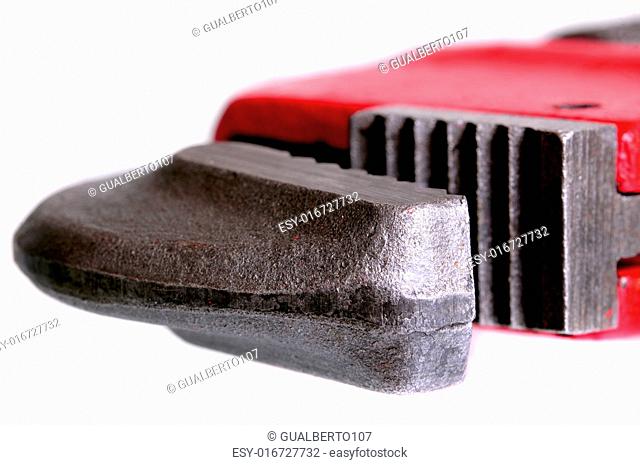 Extreme macro shot of the head of a pipe wrench