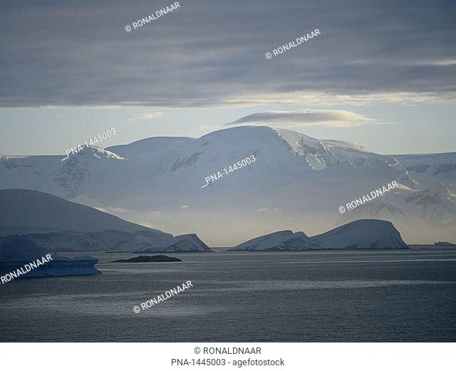 Glacial mountain on the Antarctic Peninsula, seen from Gerlache Channel, Southern Ocean