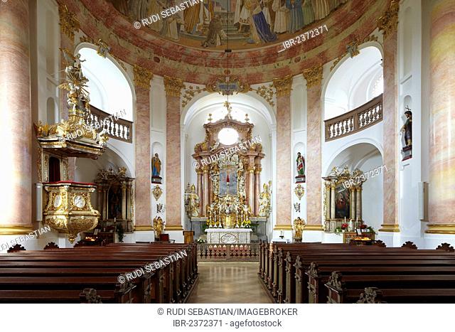 Interior of the Baroque Holy Trinity Church in Kappl, near Waldsassen, Bavaria, Germany, Europe