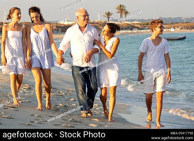 Family, beach, walk