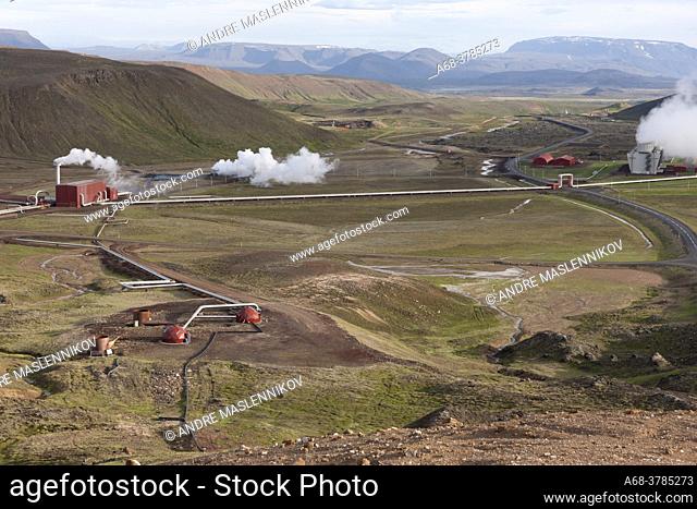 Geothemal plant, near Krafla. Iceland