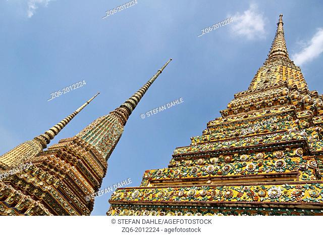 Chedi Spires in the Temple Wat Pho in Bangkok