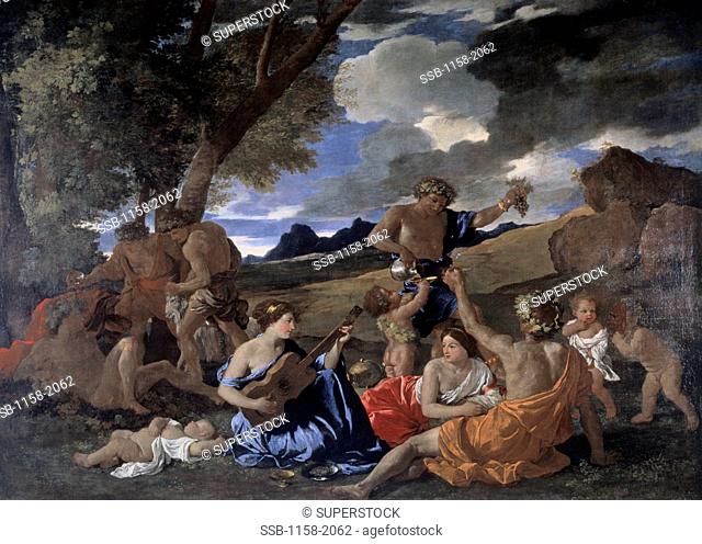 The Andrians, Known as the Great Bacchanal with Woman Playing a Lute Nicolas Poussin 1594-1665/French Musee du Louvre, Paris