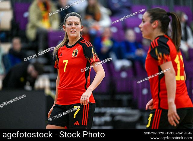 Chiara Wielockx (7) of Belgium pictured during a futsal game between Belgium called Red Flames Futsal and North-Ireland , on Sunday 3 December 2023 in Roosdaal