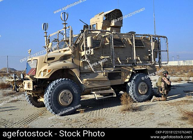 ***FILE PHOTO*** Czech soldiers train response to an attack on their MRAP (Mine-Resistant Ambush Protected) vehicle at the Bagram Airfield (Bagram Air Base)