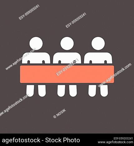 Group of protesting people with big placard vector glyph icon. Demonstration, protest, strike, revolution. Graph symbol for web site design, logo, app, UI