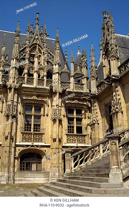 Flamboyant gothic architecture of the 14th century, Palais de Justice in the city of Rouen, Haute Normandie, France
