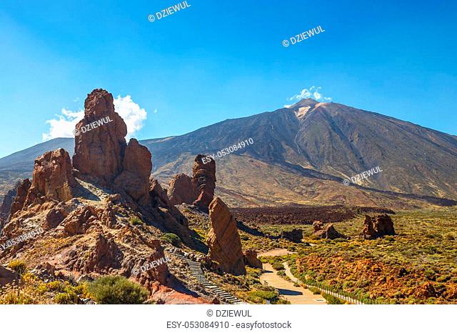 Roques de Garcia and El Teide Volcano, Tenerife Island, Spain