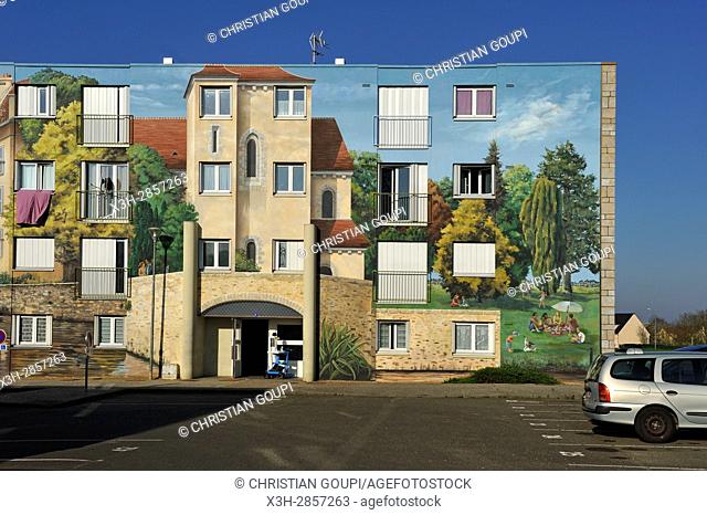 Fresques de Bel-Air, 4000 m² of council housing building painted in trompe-l'oeil style ( design and carrying out by CiteCreation), Chartres
